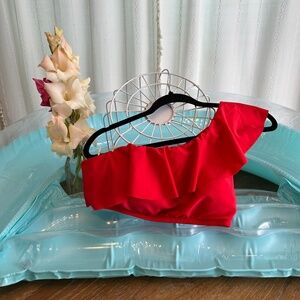 Kona Sol Red One-Shoulder Ruffle Swim Top Size L (12-14)